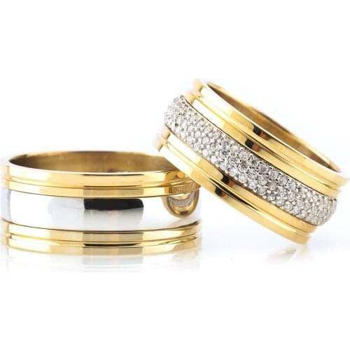 Tesbihane Single Strip Design Cambered Model 925 Sterling Silver Couple Wedding Rings