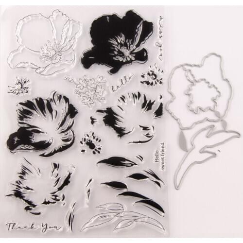 Hot sale Flowers Cutting Dies and Clear Stamps for Scrapbooking DIY Crafts Die Cut Stencils Card Make Photo Album Decoration