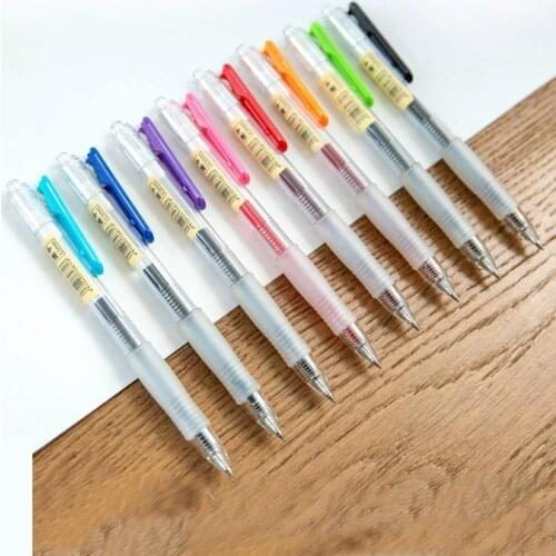 8Pcs Color Retractable Vintage Carbon Gel Pen 0.5mm Quick-Drying Ink Office School Supplies