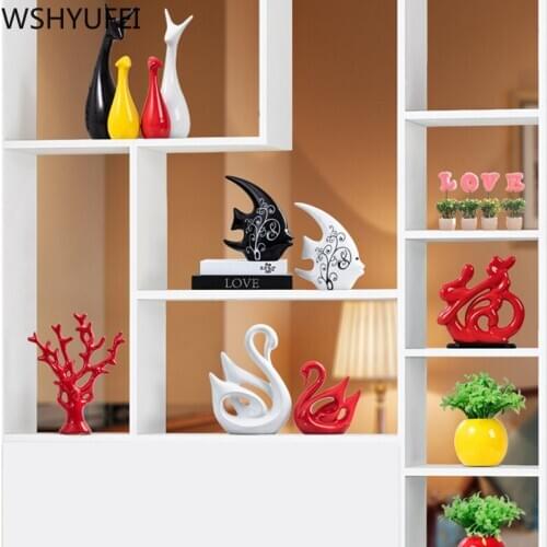 WSHYUFEI Nordic Modern Ceramic Figurines Livingroom bedroom Ornament Home Furnishing Decoration Office Crafts Birthday gift