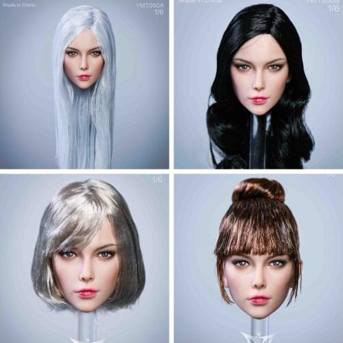 YMTOYS YMT050 1/6 Scale Beauty Girl Planted Hair Female Head Sculpture 4 Types Fit For 12inches Action Figure Model Body