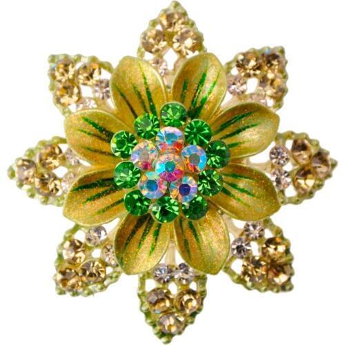 Green Flower Crystal Rhinestones Brooches Wedding Brooch Pins Accessories Christmas Birthday Party Jewelry Gifts BRO95