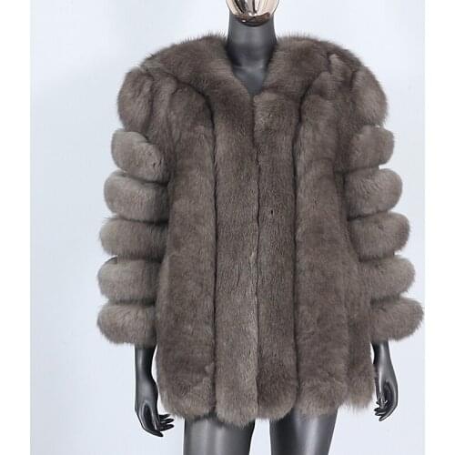 2021 Long Winter Jacket Women Real Fur Coat Natural Big Fluffy Fox Fur Outerwear Streetwear Thick Warm Streetwear Fashion Brand