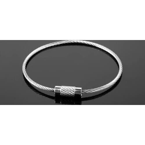 100pcs Stainless Steel Wire Keychain Cable Key Ring for Outdoor Hiking