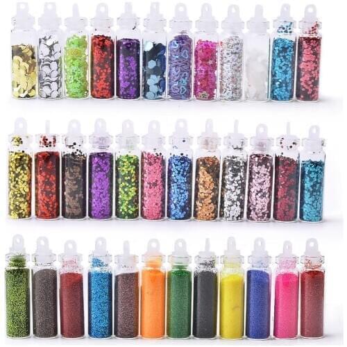 12Pcs 3D Glitter Nail Sequins Acrylic UV Gel Polish Decoration Powder Star Moon Mixed Designs Nail Flakes Set DIY Manicure Tools