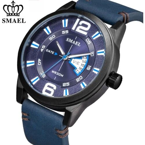 2021 SMAEL Mens Watches Top Brand Luxury Fashion Men Military Sport Wristwatch Leather Waterproof Quartz Watch relogio masculino