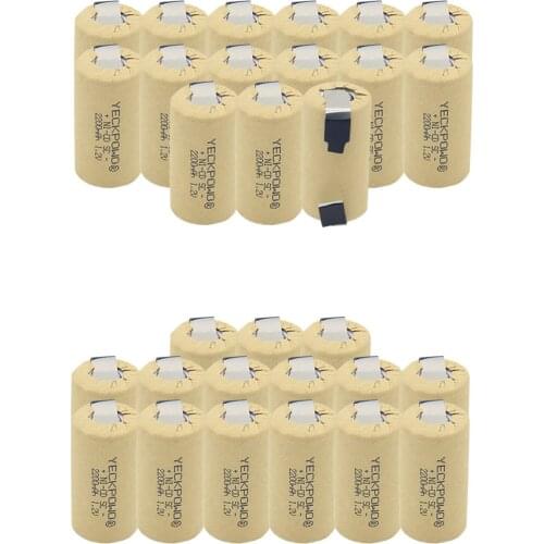 30 pcs 2200mAh NICD SC batteries 1.2V sub C battery real capacity guaranteed rechargeable soldering tape for screwdrivers