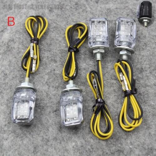 4pcs Mini Motorcycle Turn Indicators Blinker Flashing Sliver/Black 6 LEDs Moto Turn Signal Lights Amber 12V