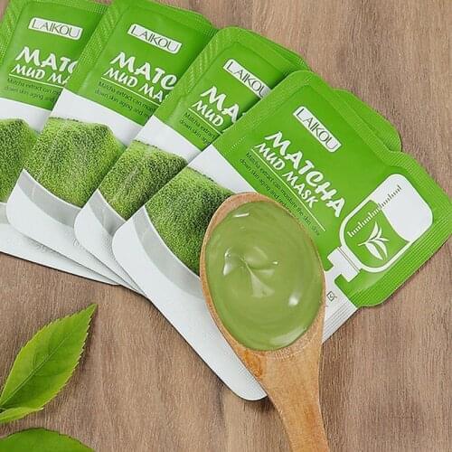 LAIKOU 7pcs Matcha Green Clay Mud Face Mask Anti-Wrinkle Night Facial Packs dark circle Moisturize Anti-Aging Mask Skin Care 5g
