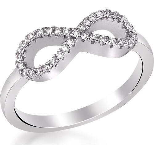 925 Sterling Silver Ring with Zircon Stone and Infinity Design