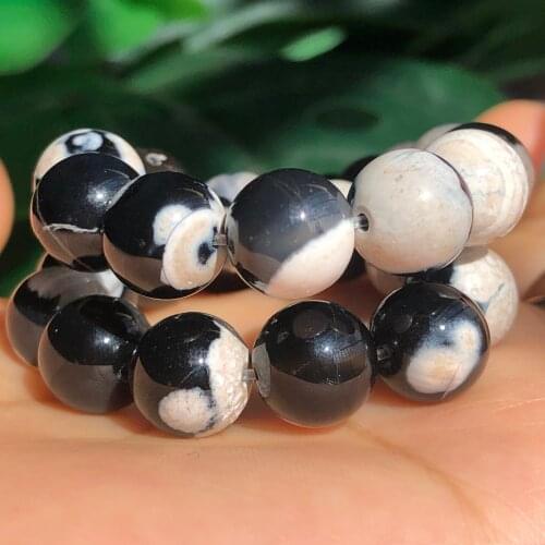 AAA Orange Black Fire Agates Natural Genuine Onyx Beads Round Loose Spacer Beads For Jewelry Making Diy Handmade Bracelet 8/10MM