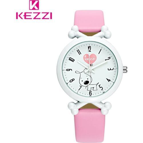 Kezzi Kids Watches Cartoon Leather Dog Quartz Watches Waterproof Children Clock Boys Girls Students Wristwatch montre enfant