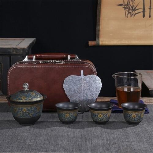 Tea Sets Chinese Kung Fu Teaset Ceramic Portable Teacup Porcelain Service Gaiwan Tea Cups Mug of Tea Ceremony Teapot