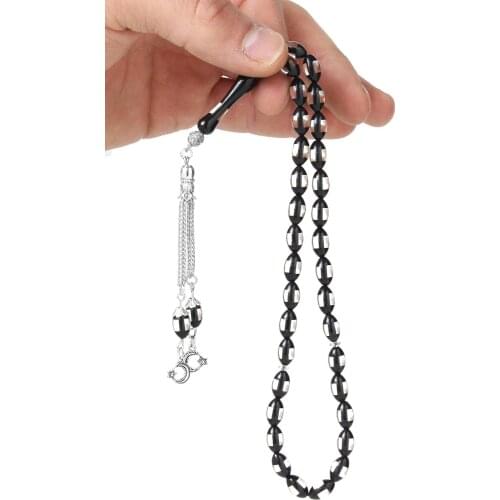 Black Vernier Powder Amber Prayer Beads 160003