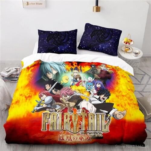 Anime FAIRY TAIL Bedding Set Queen King Size Duvet Cover Set 2/3pcs Comforter Cover Pillowcase Bedclothes for Young Boys Girls