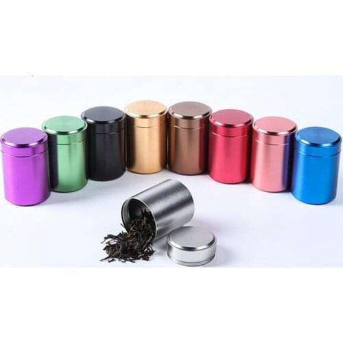 Blue Green Color Airtight Smell Proof Container 70ML Aluminum Herb Stash Metal Sealed Can Tea Jar Storage Boxes
