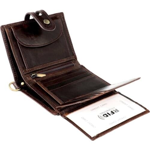 Mens Wallet Anti Theft Brush RFID Short Credit Card Holder Wallet Multi Function Genuine Leather Men Change Purse Black