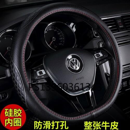 Leather steering wheel cover for Volkswagen Jetta Magotan Tiguan Bora D Four Seasons GM grip cover