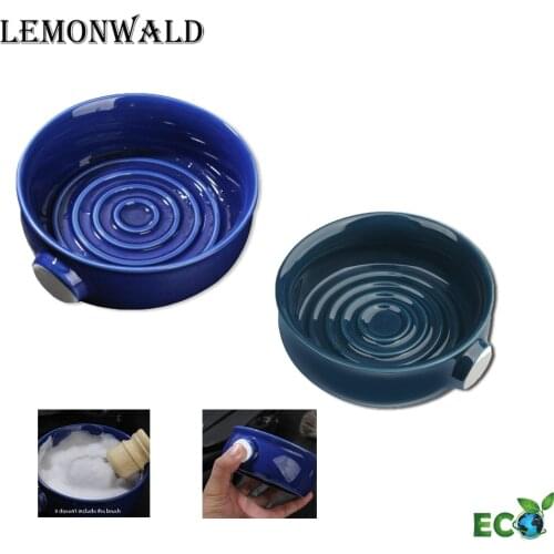 LEMONWALD Ceramic Scissors Mens soap Anti Slip Handle Wide Moon Large Capacity Shaving Brush Bowl Safe Shaving Easier Scaling