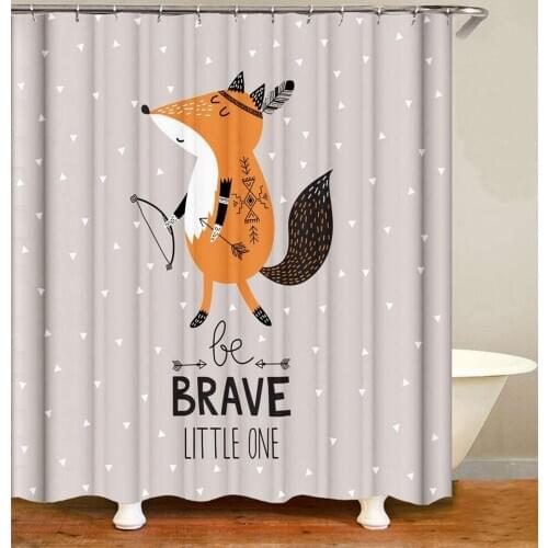 Fox Shower Curtain Background 180X180Cm Hd 3D Printing Waterproof Fabric