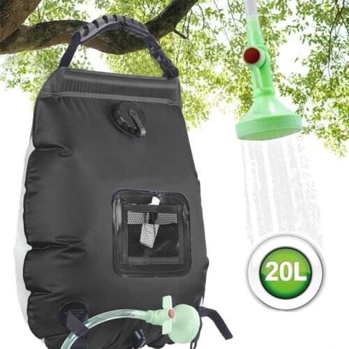 Water Bags 20L Outdoor Camping Hiking Solar Shower Bag Heating Camping Shower Climbing Hydration Bag Hose Switchable Shower Head