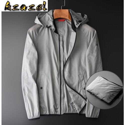 Azazel Thin Hooded Man Jackets Luxury Spring And Summer Sun Proof Mens Jackets And Coats Plus Size 4xl Slim Fit Male Jackets