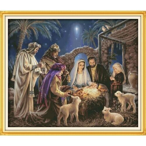 The Birth of Baby Jesus Cross stitch kits Portrait 14CT White 11CT Printed Embroidery DIY Handmade Needlework Home Decor