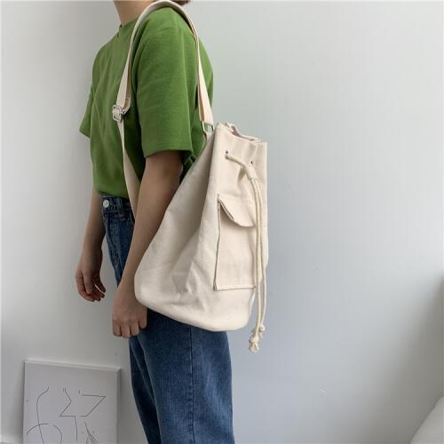 New Fashion Soft Face All Match Shoulder Crossbody Bag Creative Girl Canvas Bucket Bag Trend Personality Canvas Bag
