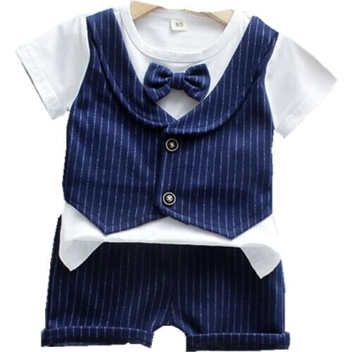 New Summer Baby Boy Clothes Suit Children Cotton Striped T Shirt Shorts 2Pcs/set Toddler Gentleman Costume Infant Kids Tracksuit