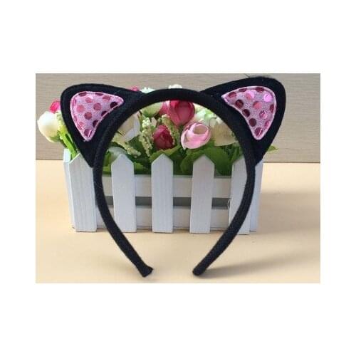 Glitter Cat Ear Girl Hairband Headband Hair Hoop for Girls Women Cat Ear Hair Bands Halloween Headdress Gifts