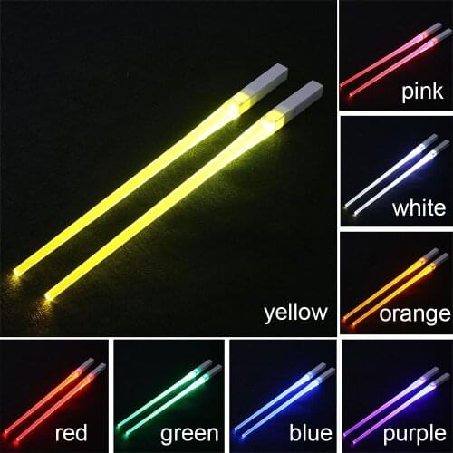 2pcs/Pair LED Light Chopsticks Luminous Chopsticks Party Glowing Practical Tools Kitchen Durable Creative Funny Lightweight Home