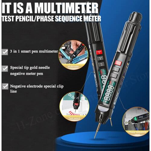 RELIFE 3 IN 1 DT-01 Smart Pen Type Mini Multimeter test pencil phase sequence meter with flashlight HD display For Phone Repair