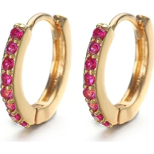 Harong Small Circle Hoops Earrings Crystals Round Huggie Piercing Charming Earrings Party Student Exquisite Women Jewelry Gifts