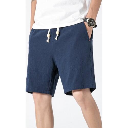 Summer cotton linen shorts men casual shorts cozy Breathable Solid color fashion beach Shorts men large size Mens Shorts