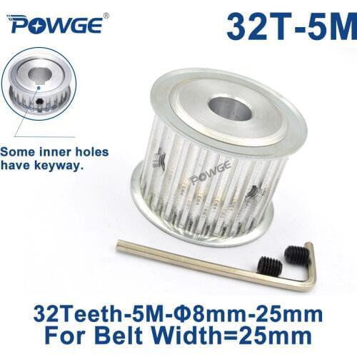 POWGE Arc HTD 5M 32 Teeth Synchronous Timing Pulley Bore 8/10/12/14/15/16/17/18/19/20/25mm for Width 25mm HTD5M Belt 32Teeth 32T