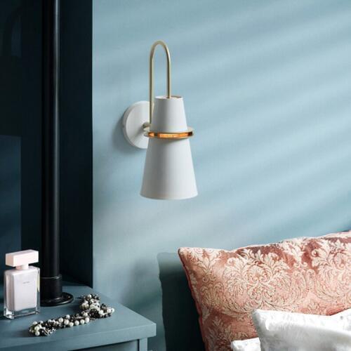 Nordic post-modern light luxury simple personality creative aisle balcony living room bedroom bedside horn wall lamp LED E27
