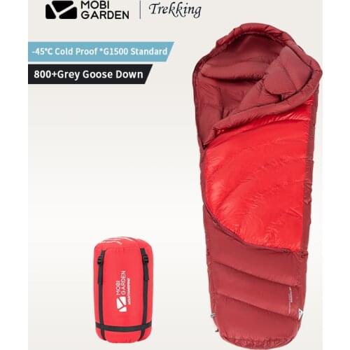 MOBI GARDEN Fire Phoenix Sleeping Bag Mummy Cold Resistance -45℃ Thickening FP800 Goose Down Snow Mountain Windproof Free Quilt