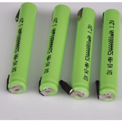 UNITEK 4PCS 1.2V AAAA rechargeable battery 800mah 4A ni-mh nimh cell with soldering tabs for LED Laser pointer pen flashlight