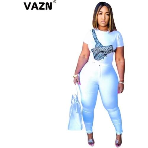 VAZN 2020 Summer New Designer Suitable Casual Daily Energy Preppy Fashion Round Neck Short Sleeve Joker Women Regular Tees