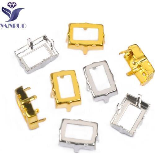 YANRUO 4501 4527 Baguette Gold Silver Claw K9 Metal Nest DIY Sewn Stones Strass Rhinestones Sewing Accessories