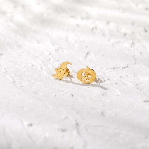 Halloween Pumpkin Head And Ghost Earrings For Women Funny Jewelry Stainless Steel Kids Childrens Stud Earring Friendship Gifts