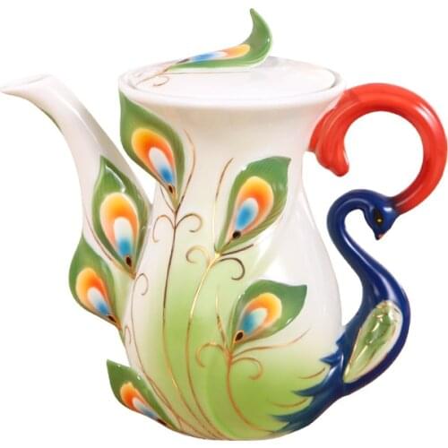 1 PC Creative Peacock Teapot European Coffee Tea Set Ceramic Kettle