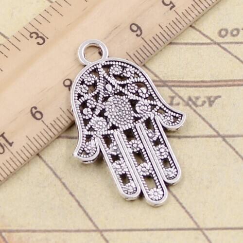 10pcs Charms hamsa palm fatima hand protection 42x28mm Tibetan Silver Color Pendants Antique Jewelry Making DIY Handmade Craft