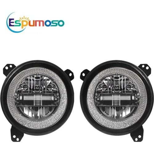 2PCS 9inch 60W Led Headlight 12V~36V 6500K Halo Ring Angel Eye Fog Lamp Headlamp for Jeep Wrangler Truck SUV ATV Truck
