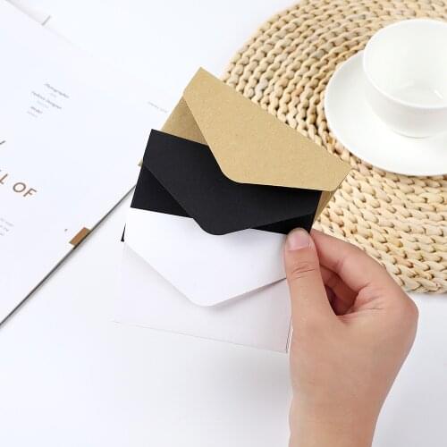 20pcs Black White Kraft Paper Retro European Envelope Blank Solid Color Gift Card Wedding Invitation Message Postcard