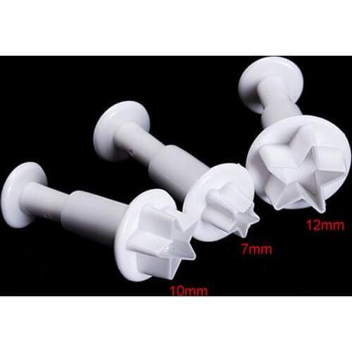 3 Pcs/Set Star Cake Cutter Plunger Cookies Sugar Paste Sugarcraft Decorating Mold JS22