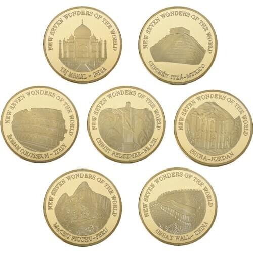 7PCS WR Gold Plated Coins Collectibles Egypt Challenge Coin Peru Original Coin Collection Souvenir Gift for Men Dropshipping