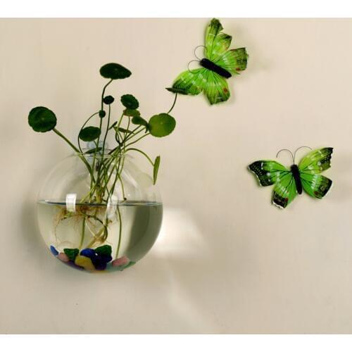 8CM/12CM Glass Vase Wall Hanging Hydroponic Terrarium Fish Tanks Potted Plant Flower pot