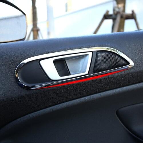 Abs Chrome Inner Trim Door Hand Clasping Decorative Ring Sticker for Ford Ecosport Fiesta MK7 Auto Accessories
