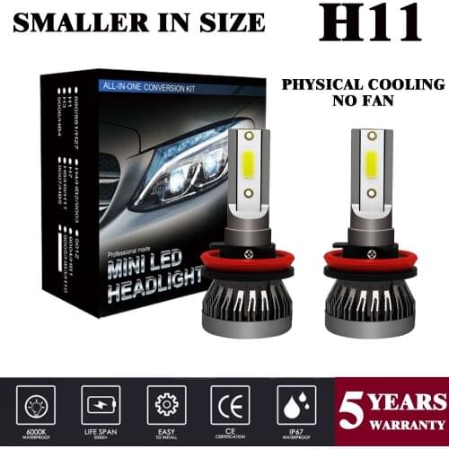 Fast Delivery 2PCS/Set Car Mini Headlight Lamp H8 H9 H11LED Bulbs Headlamps Kit H11 6000k Light 12V 36W 8000LM High Power